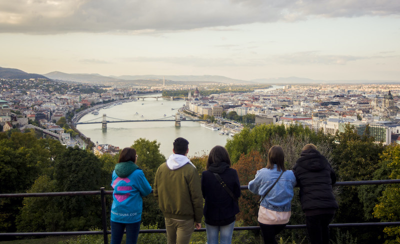 Stunning city view from Gellért Hill with one of our guides in an escooter guided tour.