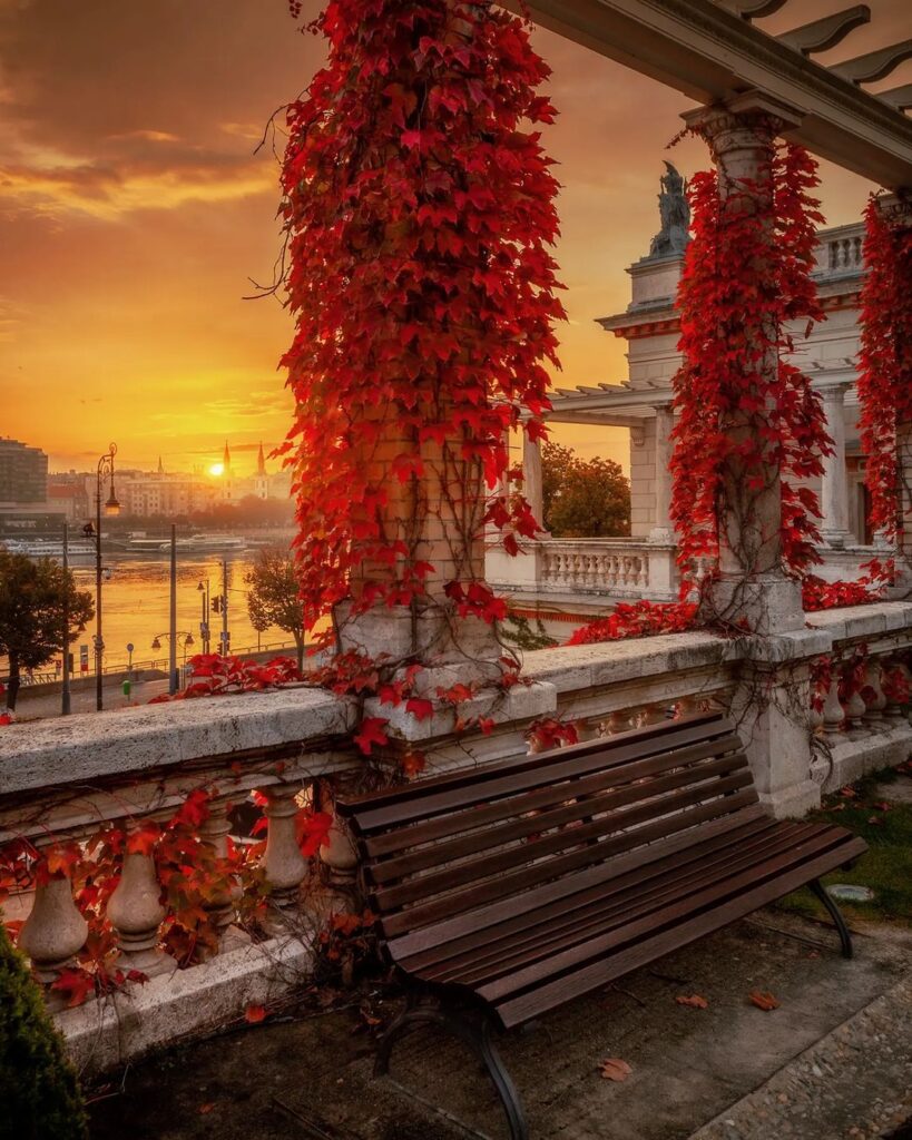 View from Castle Garden Bazaar in Budapest in autumn