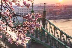 The best things to do in Budapest during spring is visiting Gellért hill and Liberty Bridge
