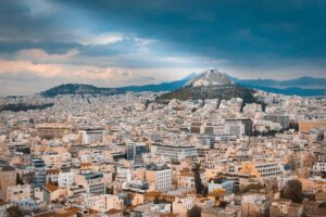 Aerial shot of sustainable city of Athens
