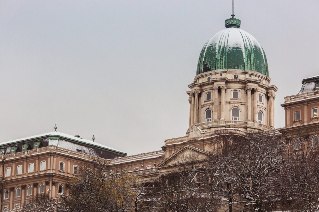 dome of the snowy buda castle royal palace