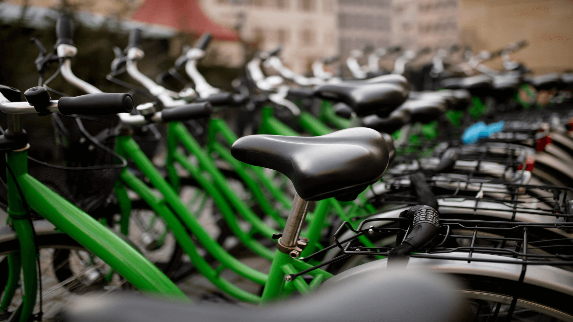 A collection of green bikes in buapest